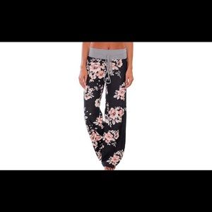 Wide leg black floral pants